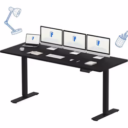 FlexiSpot Bureau Assis Debout 180 x 80 cm avec 2 Moteurs Puissants Bureau Électrique avec Fonction Mémoire (Noir + Noir)