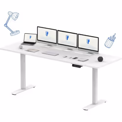 FlexiSpot Bureau Assis Debout 200 x 80 cm avec 2 Moteurs Puissants Bureau Électrique avec Fonction Mémoire (Blanc + Blanc)