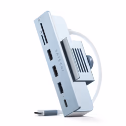 Satechi USB-C Clamp Hub, Avec fil, USB 3.2 Gen 2 (3.1 Gen 2) Type-C, Bleu, MicroSD (TransFlash), SD, 116,8 mm, 40,6 mm