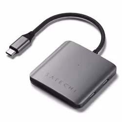 Satechi ST-H4CPDM, USB Type-C, USB Type-C, 10000 Mbit/s, 60 Hz, Gris, 100 W