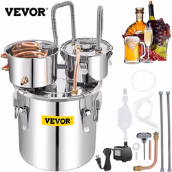 Distillateur 50 L -VEVOR-Acier Inoxydable-Refroidissement Rapide avec Pompe à Eau Fût de Condensateur pour Fermentation dEau