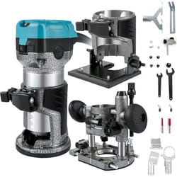 Vevor - Defonceuse Electrique 710 w Affleureuse a Bois avec 3 Bases Fixe Inclinable Plongeante, 13000-33000 tr/min Outil Menuiserie de Routeur Meches