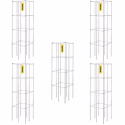 Cages à Tomates-VEVOR-30x30x117 cm-5PCS-Carrée-Revêtement PVC-Acier-Argent-Légumes Grimpants Plantes Fleurs Fruits