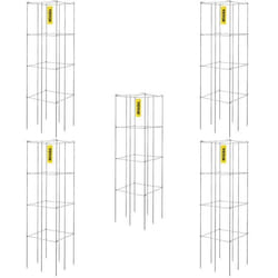 Cages à Tomates-VEVOR-30x30x117 cm-5PCS-Carrée-Revêtement PVC-Acier-Argent-Légumes Grimpants Plantes Fleurs Fruits