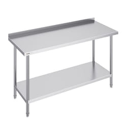 Table de Travail en Acier Inoxydable-VEVOR-61x1524x914 cm-Meuble de Rangement des Aliments-Cuisine Restaurant Bar Hôtel Maison