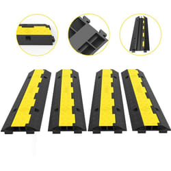 Rampe de Protection Cable Lot de 4 a 2 Canaux Passage de Cable au Sol Caoutchouc pvc Passe Cable Ralentisseur Modulaire Capacite Charge 4989 kg pour