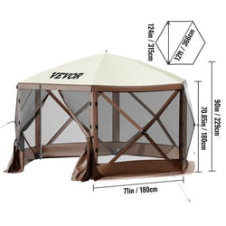 Tente Dabri de Camping Pop-up-VEVOR-Pare-soleil à 6 Côtés 12 pi x 12 pi Grandes Tentes Dombrage-pour Camping en Plein Air