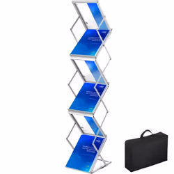 Porte-Brochures Pliable - VEVOR - 26 x 36 cm2 kgAluminium pliable 6 compartiments support A4avec Sac Porte-Revue