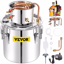Distillateur-VEVOR-Acier Inoxydable-Refroidissement Rapide avec Pompe à Eau Fût de Condensateur pour Fermentation dEau