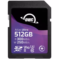 OWC Atlas Ultra, 512 Go, SDXC, UHS-II, 300 Mo/s, 250 Mo/s, V90