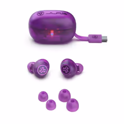 JLab Go Pop ANC Casque True Wireless Stereo (TWS) Ecouteurs Appels/Musique Bluetooth Violet, Transparent