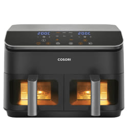 Cosori Dual Basket Chef Edition Double 8,5 L Autonome 1750 W Friteuse d’air chaud Noir, Argent
