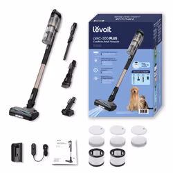 Levoit LVAC-300 Plus Aspirateur balai Batterie Sec mousse, HEPA Sans sac 0,75 L 240 W Noir, Or
