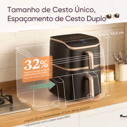 Cosori KOSP0040EUN friteuse Unique 10,8 L Autonome 2630 W Friteuse d’air chaud Noir, Or