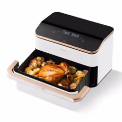 Cosori Dual Blaze Twinfry Chef Edition Double 10 L Autonome 2800 W Friteuse d’air chaud Or rose, Blanc