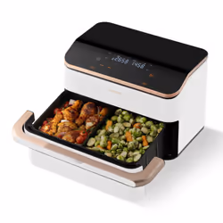 Cosori Dual Blaze Twinfry Chef Edition Double 10 L Autonome 2800 W Friteuse d’air chaud Or rose, Blanc