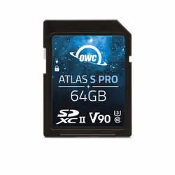 OWC Atlas S Pro, 64 Go, SDXC, UHS-II, 290 Mo/s, 276 Mo/s, Noir