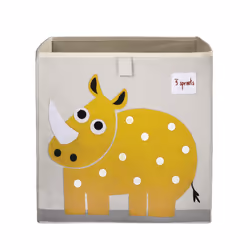 3 Sprouts SP3SSBRH, Boîte de rangement, Beige, Gris, Blanc, Jaune, Carré, Coton, Image, Chambre d'enfant