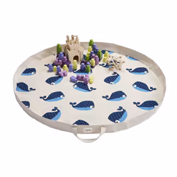 3 Sprouts Whale play mat bag, Tapis de jeux pour bébé, Coton, Bleu