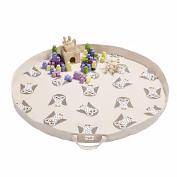 3 Sprouts Owl play mat bag, Tapis de jeux pour bébé, Coton, Gris