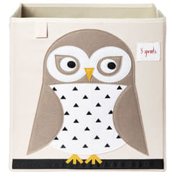 3 Sprouts Owl storage box Pochette de rangement Rectangulaire Polyester Blanc