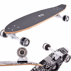 StreetSurfing Kicktail Rumble, Longboard, Noir, Blanc, Erable, Image, 100 kg, 8 an(s)