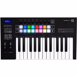Novation Launchkey 25, 25 touche(s), Boutons, Rotatif, Glissière, Multicolore, Noir, USB, 463 mm