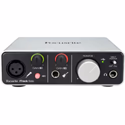 Focusrite iTrack Solo, 24 bit, 98 kHz, 20 - 20000 Hz, 55 dB, -120 dB, 0,002%