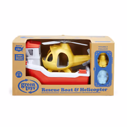 Green Toys Rescue Boat & Helicopter Bâteau de bain Bleu, Rouge, Blanc, Jaune