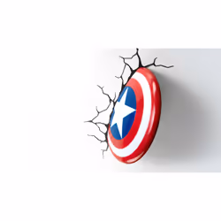 3DlightFX Captain America Shield Light, Figurine lumineuse décorative, Bleu, Rouge, Blanc, Universel, Dur, LED, Batterie