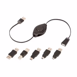ReTrak ETPRU6M, 1,8 m, USB A, USB C/Micro-USB B/Mini-USB B/Lightning, USB 1.1, Noir