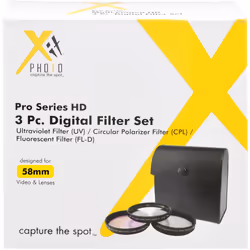 Xit 58mm UV/CPL/FL-D Ensemble de filtres de caméra 5,8 cm