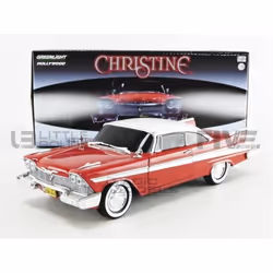 Voiture Miniature de Collection - GREENLIGHT COLLECTIBLES - PLYMOUTH Fury Christine Evil Version 1958 - Blanc