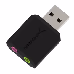 Sabrent AU-MMSA, USB Type-A, 3,5 mm, Noir, Windows 2000, Windows 7, Windows 8, Windows 98SE, Windows ME, Windows Vista, Windo ...