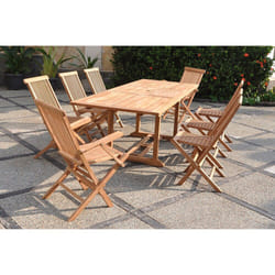 Salon de jardin Teck massif 8-10 personnes avectTable rectangulaire 6 chaises 2 fauteuils KAJANG, Concept Usine