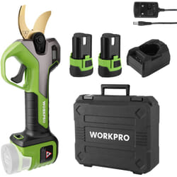 Workpro - Sécateur Électrique Sans Fil Brushless 12 v, Secateur Electrique avec Écran, Professionnel Sécateur avec 2 Batteries de 2,0 Ah pour