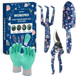 Ensemble d'Outils de Jardinage 4 Pièces, Outils en Acier Inoxydable avec Gants, Sécateur, Truelle de Jardin, Râteau à Main, Idéal pour Taille et