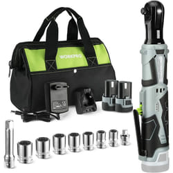 Workpro - Clé à Cliquet Sans Fil 12V, 3/8', 55N.m, 2 Batteries de 2,0 Ah, Charge Rapide en 1 Heure, Clé à Cliquet Electrique avec Lumière led et 9