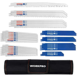 Workpro - Lames de Scie Sabre 32-piece pour Bois et Métal avec Sacoche de Rangement - 32 pièce