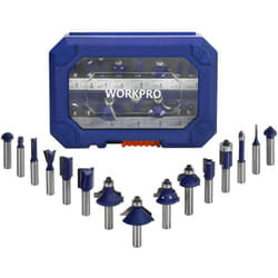 Coffret de Fraises Défonceuses à Tige de 8 mm 15 Pièces, Fraises à Rainurer en Acier au Tungstène pour la Finiation du Bois Divers - Workpro