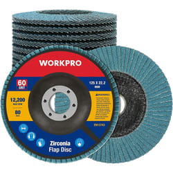 Workpro - Lot de 10 Disques Abrasifs à Lamelles 125 mm, Grain 60, Disque à Meuler en Alumine de Qualité Supérieure pour Enlever Ebavure, Rouille,