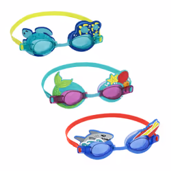 Bestway Lunettes de natation AquaPals enfants à partir de 3 ans, Unisexe, Couleurs assorties, Silicone, Couleurs assorties, P ...