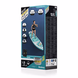 Bestway Hydro-Force Kit paddle SUP gonflable Aqua Glider avec TravelTech 3,20 m, Bateau gonflable, Turquoise, 110 kg, Emballa ...