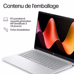 HP OmniBook 3 Laptop Next Gen AI 16-bz0023nfx Copilot+ PC X1-26-100 Ordinateur portable 40,6 cm (16") 2K 16 Go LPDDR5x-SDRAM Wi-Fi 6E (802.11ax) Windows 11 Home Argent - Vue supplémentaire 6