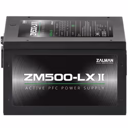 Zalman ZM500-LXII, 500 W, 200 - 240 V, 50 - 60 Hz, 5 A, Actif, 110 W