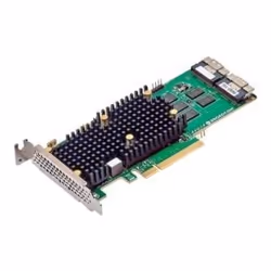 Broadcom 9660-16i, PCIe, SAS, SATA, SFF-8654, Profil bas, PCIe 4.0, Noir, Vert, Argent, 3000000 h