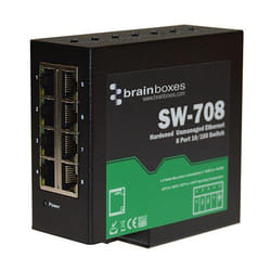 Brainboxes SW-708 commutateur réseau Non-géré Fast Ethernet (10/100) Noir
