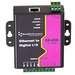 Brainboxes ED-008, 10BaseT / 100BaseTX, Noir, Violet, IP30, Activité, Liaison, Vitesse, WEEE, RoHS, AEO (C-TPAT), CE, 5 - 30  ...