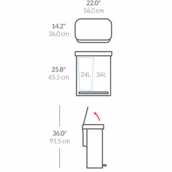 simplehuman CW2025 poubelle 58 L Rectangulaire Acier inoxydable