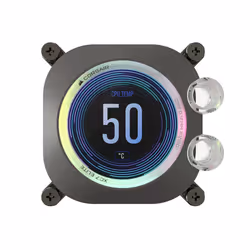 Corsair iCUE XC7 RGB ELITE LCD, Bloc d'eau, Métal, Nylon, Gris, LGA 1700, Emplacement AM4, Emplacement AM5, 1/4", 90°